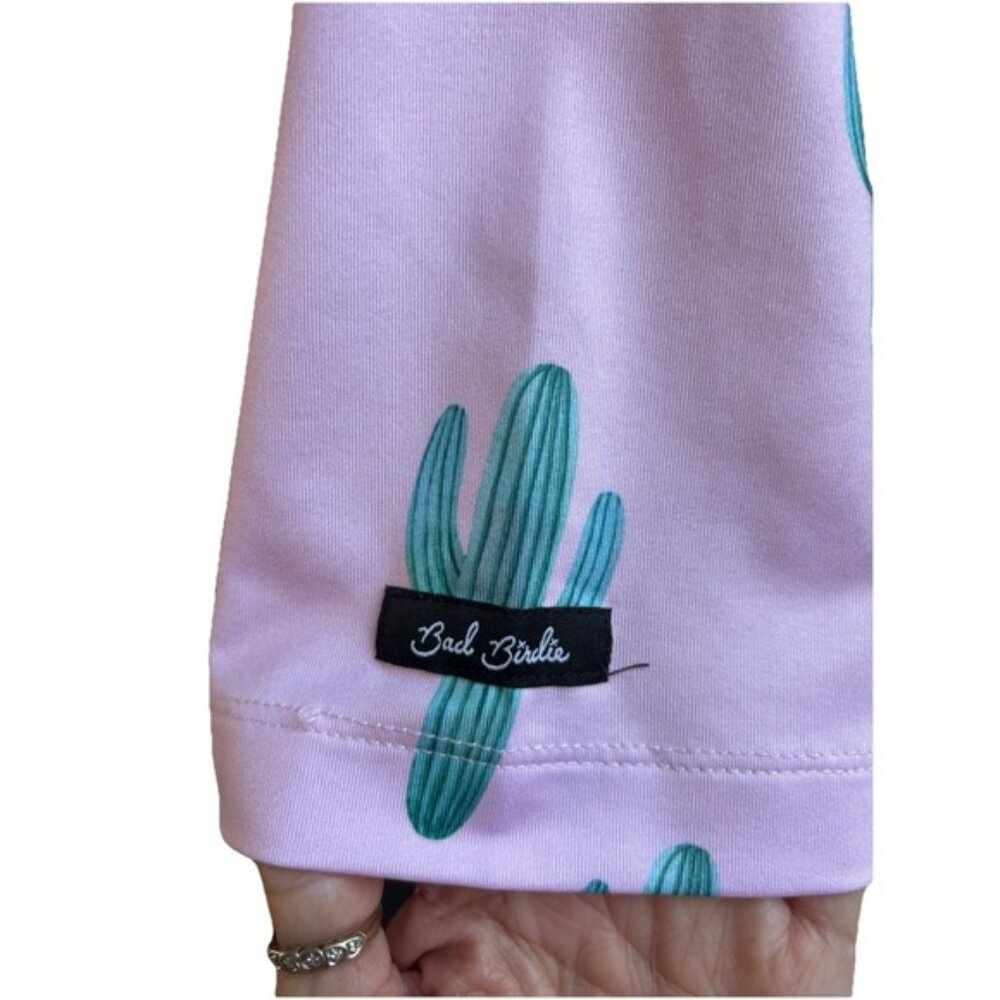 BAD BIRDIE XXL Desert Cactus Mens Polo Golf Pink Performance Golf Short Sleeve - Picture 6 of 8